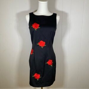 Vintage my Michelle‎ black rose dress knee length dress size 5/6 whimsigoth goth